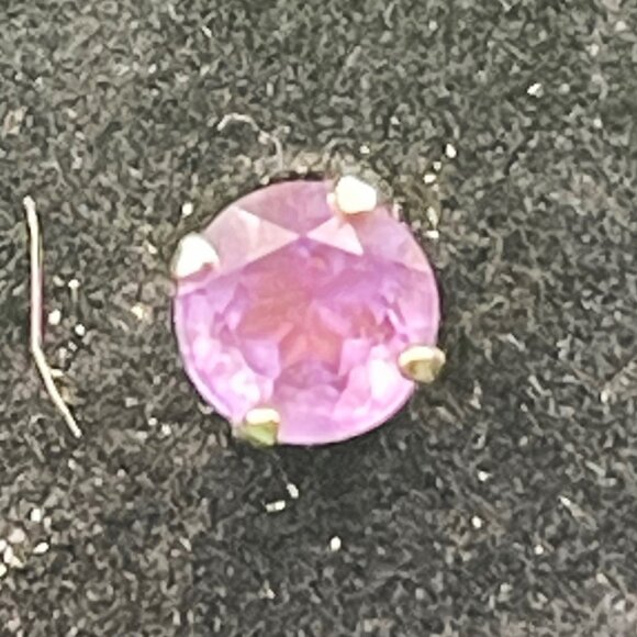 Estate 14K Gold Amethyst Stud Earrings Mexico Hallmarked Lavender Purple Jewelry - Picture 2 of 11